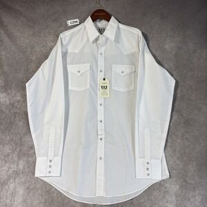 Ely Cattlemen Shirt Men's Size LT White Long Sleeve Pearl Snap Buttons NWT